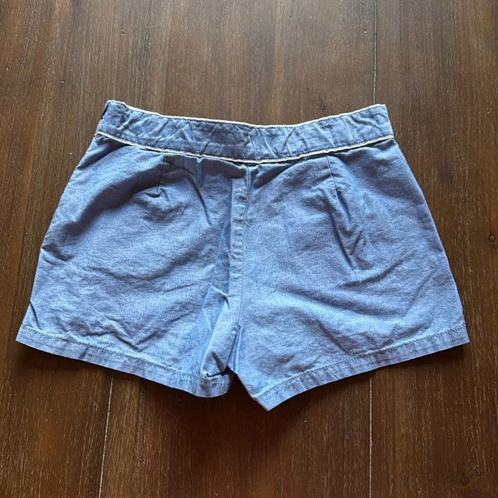 Size 8 Janie and Jack adjustable waist side zip pocketed shorts denim chambray